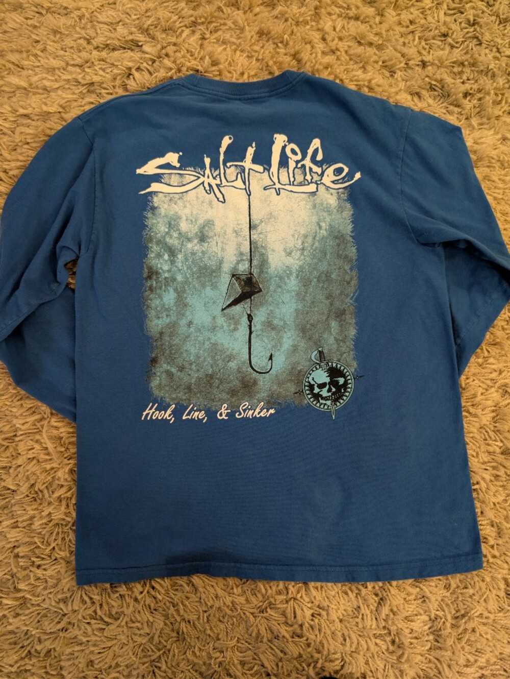 Salt Life Men's Blue Graphic Long Sleeve Shirt - Hook Line & Sinker